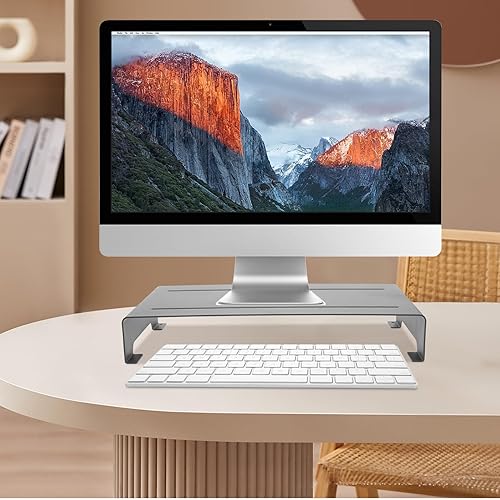 Miniatura 7 de Kisangel Aluminum Alloy Laptop Stand with Anti-slip Pads Height Computer Screen Riser for Home Office Desk Organizer Keyboard Storage Grey
