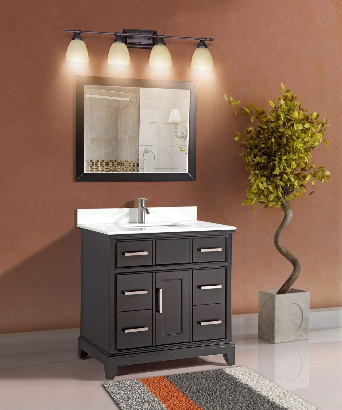 Buy Vanity Art 36 Inches Single Sink Bathroom Vanity Set White Super Phoenix Stone Top 6 Dove Tailed Drawers 1 Shelf Undermount Rectangle Sink Cabinet With Free Mirror Va1036 E Online In Turkey B01hqjnyvy