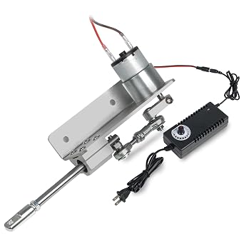 XUNKUNER Mini Reciprocating Cycle Linear Actuator Stroke 2cm-4cm, DC 24V 66RPM,Adjustable Telescopic Rocker Arm Mechanism Gear Motor with Speed Controller Regulation Adapter