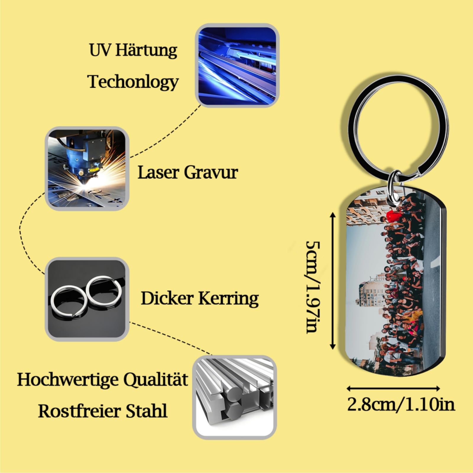 Personalisierte Massen-Schlüsselanhänger, Doppelseitig Gravierte Foto/Logo/Text Schlüsselanhänger, Souvenirs, Werbegeschenke, Geschäftsgeschenke 10/20/50/100 Stück