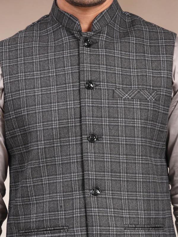 Image of VASTRAA FUSION Men's Traditional Woolen Nehru Jacket Modi Waistcoat