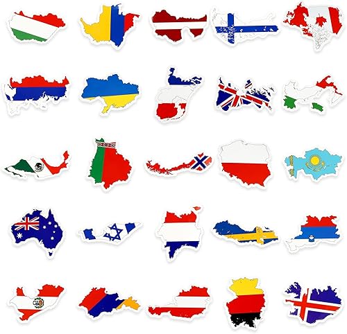 Miniatura 3 de 100 calcomanías de vinilo con bandera nacional de país, paquete de calcomanías de bandera del mundo, calcomanías impermeables para laptop,
