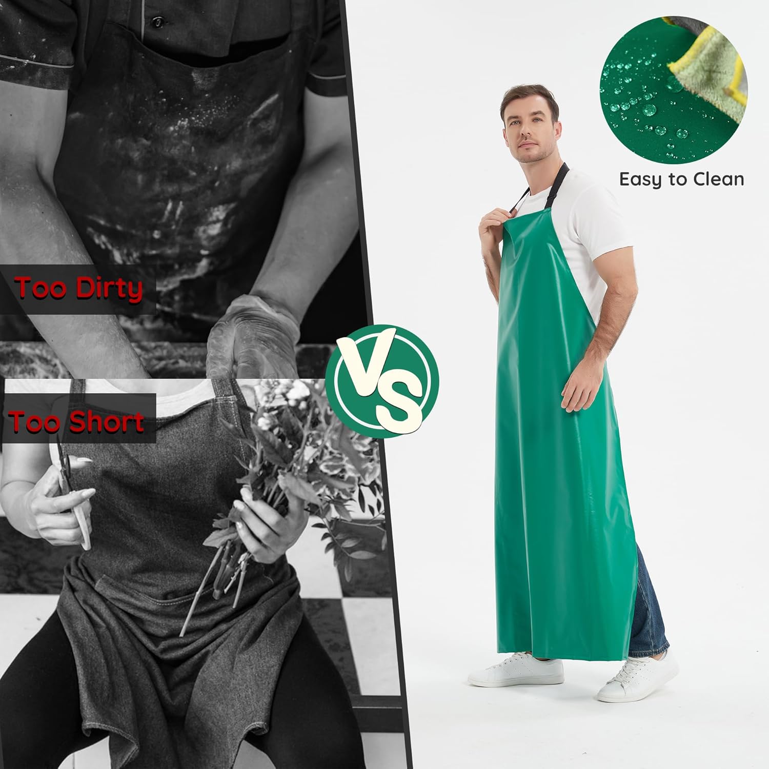 Thicker Rubber Apron, Extra Long Adjustable Apron, Heavy Duty Oil&Chemical Resistant Waterproof Work Aprons - Image 7