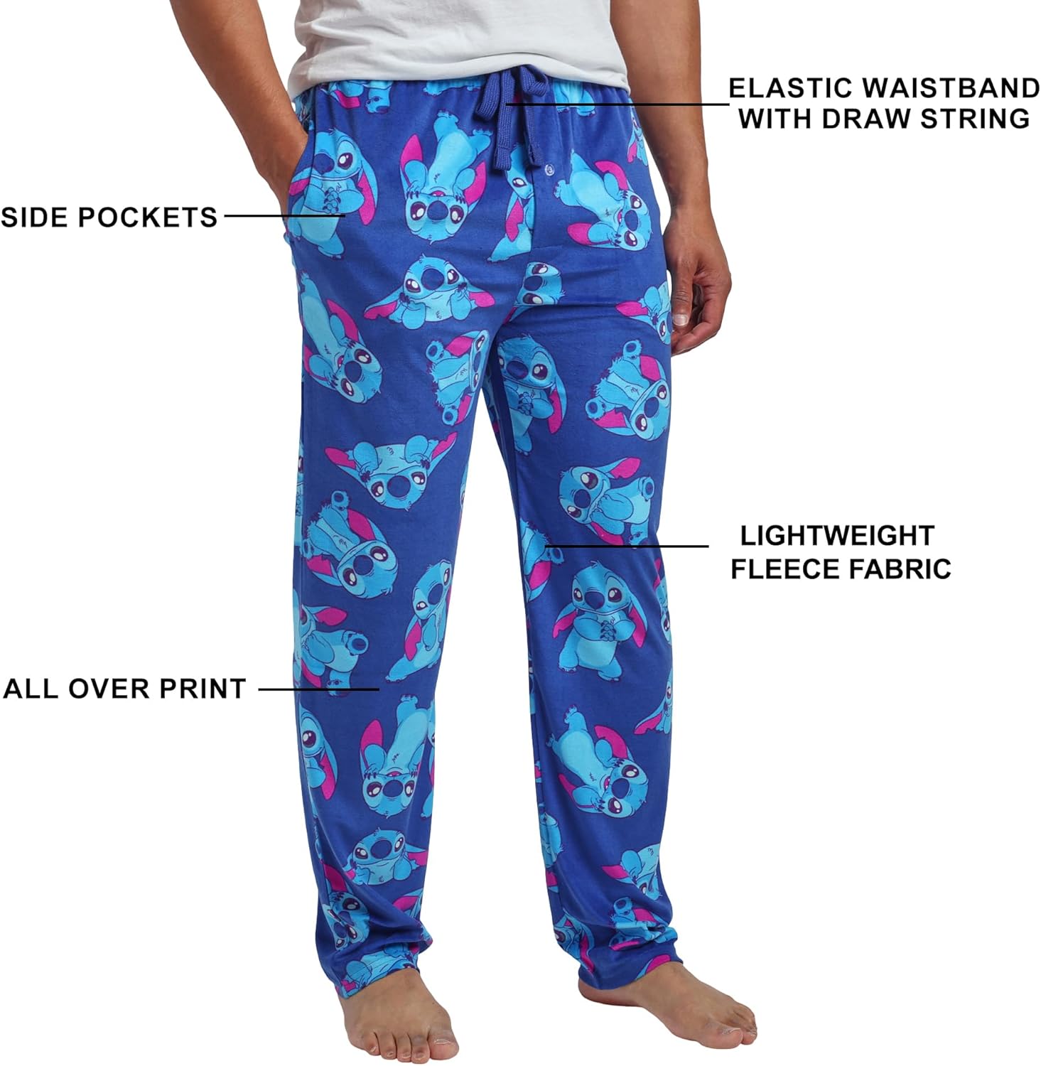 Disney's Lilo & Stitch All-Over Print Lightweight Plush Minkey Fleece Men's Sleep Pajama Pants - Image 3