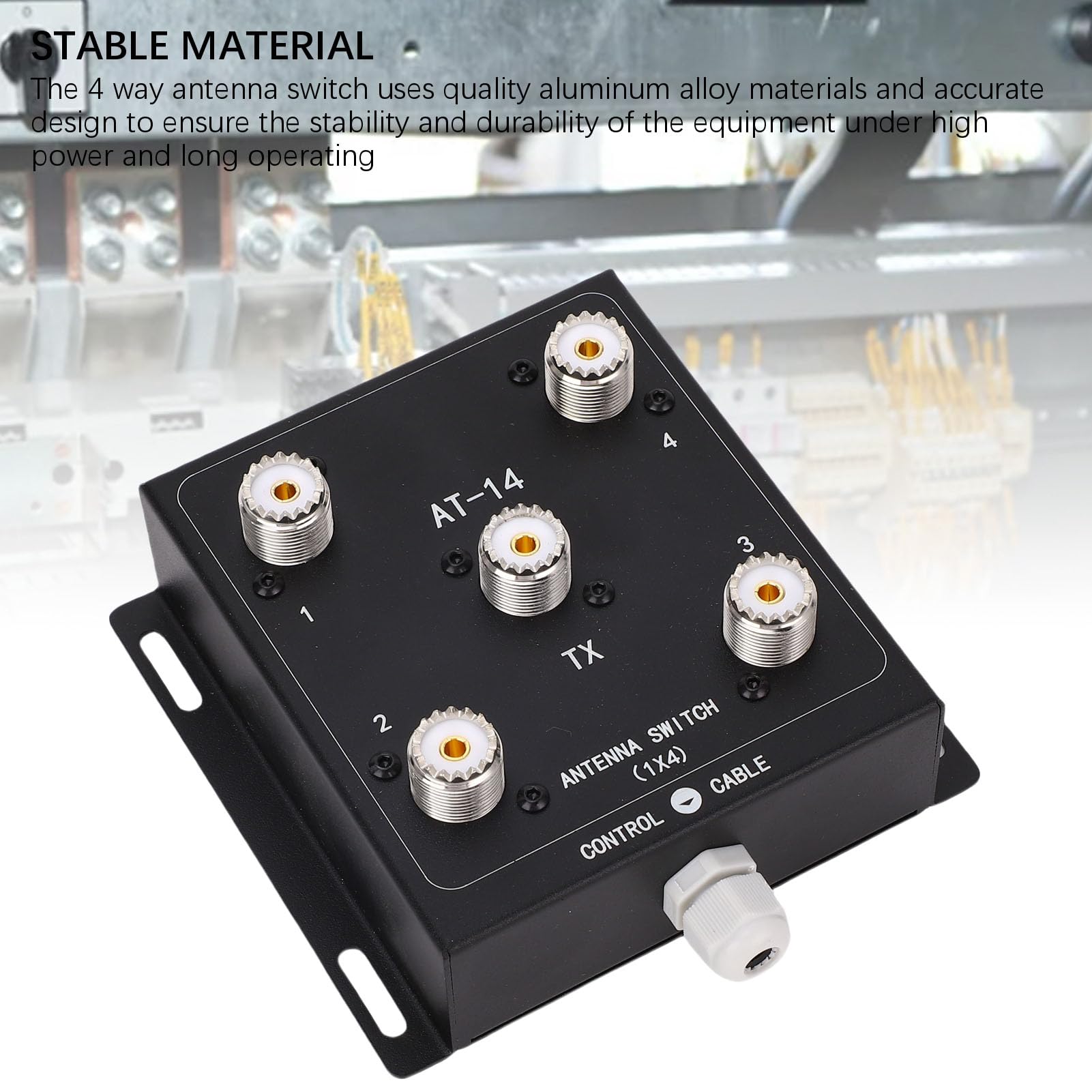 FTVOGUE Commutateur d'antenne, Alliage d'aluminium, Fonctionnement à Distance, Commutateur Coaxial 4 Voies, 1,8 MHz-60 MHz, Idéal pour Les Installations 'antenne de Toit ou de