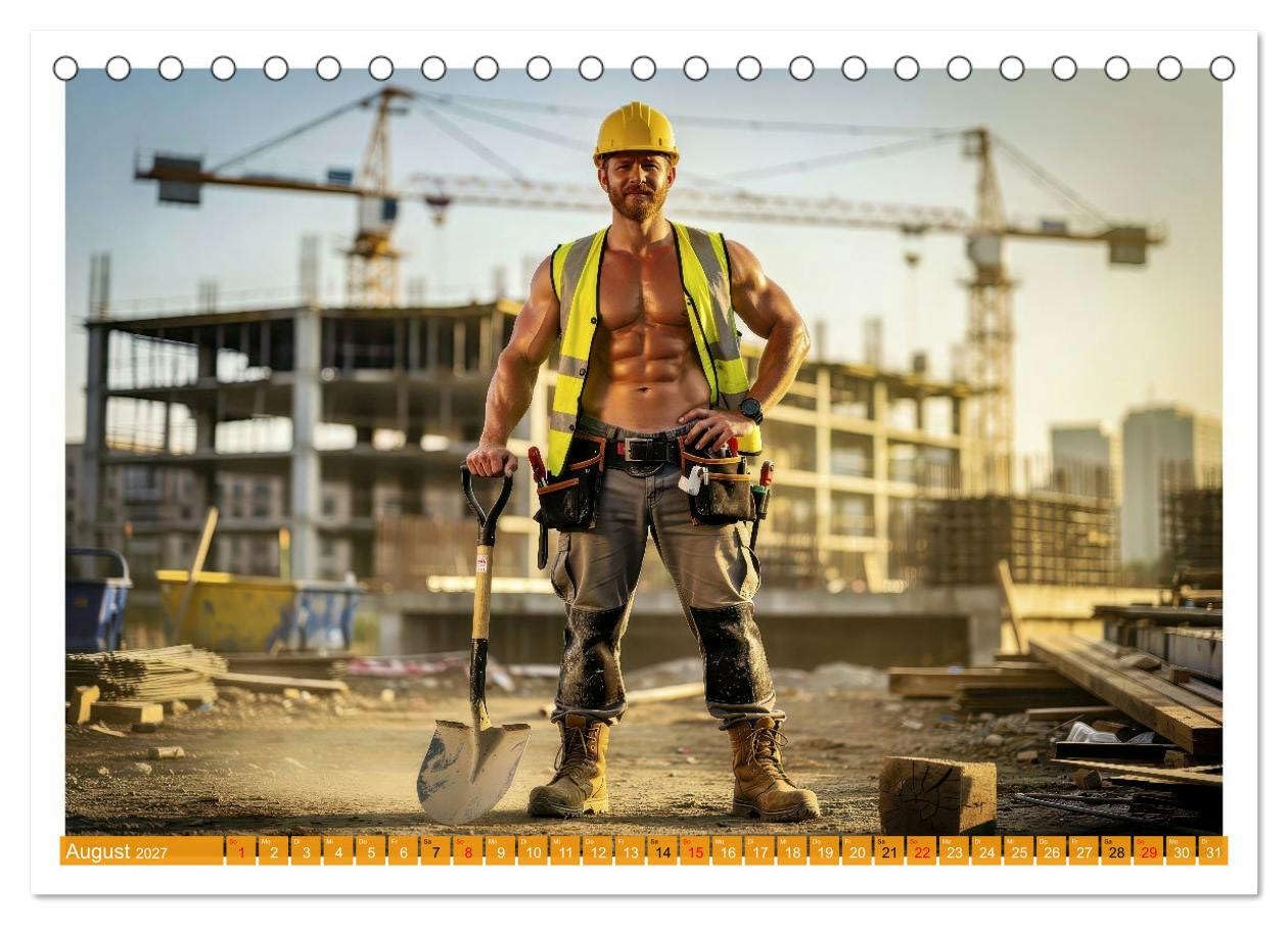Sexy - Männer vom Bau (Tischkalender 2027 DIN A5 quer), CALVENDO Monatskalender: Schweiß, Stahl und Selbstbewusstsein treffen auf Humor und echte Persönlichkeit. (CALVENDO Erotik)