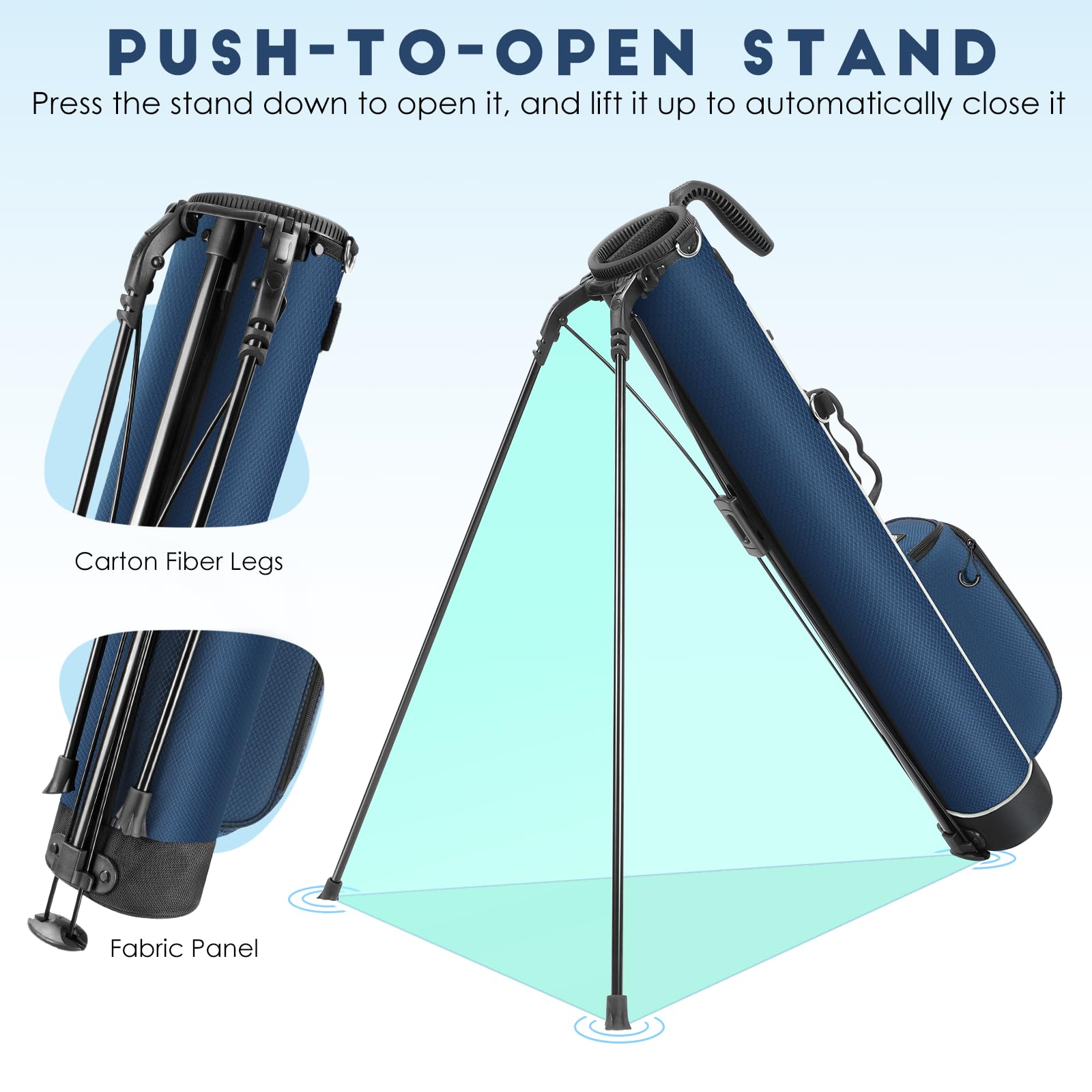 Findway Golf Stand Bag con spallacci regolabili, divisore a 2 vie, 2 tasche, borsa da golf leggera e facile da trasportare per uomini e donne