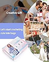Vista 7 de Katech Kit de Ganchillo para Principiantes, Juego de Bolsa Tote a Rayas de Ganchillo Incluye Hilo Ganchos de Ganchillo, Guía Completa de Ganchillo