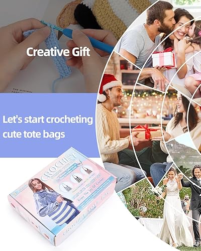 Miniatura 7 de Katech Kit de ganchillo para principiantes, juego de ganchillo a rayas, incluye ganchos de ganchillo de hilo, ganchillos completos guía paso a paso,