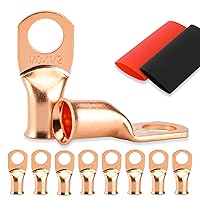 Vista 1 de 8 piezas de extremos de cable de batería, conectores de alambre calibre 1/0, lengüetas de alambre de cobre 1/2, ojales de cobre desnudo con tubo