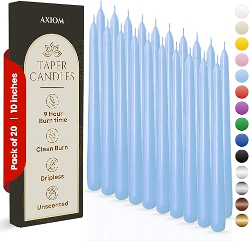 Miniatura 222 de Axiom Candles Velas altas sin goteo de 10 pulgadas sin perfume y sin humo, 9 horas de tiempo de combustión, velas cónicas para el hogar, cenas