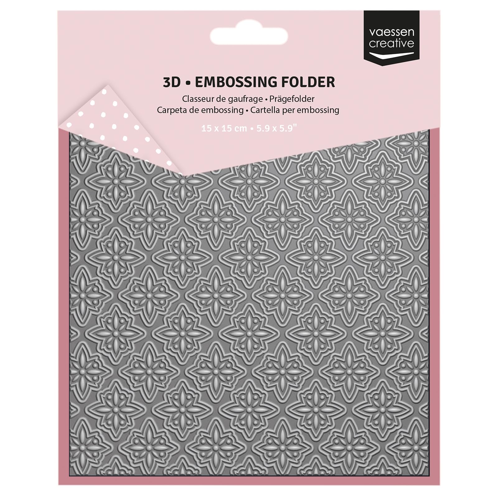 Vaessen Creative 3D Embossing Folder Stars 5.9 x 5.9 (15 x 15 cm) Making Supplies for Journaling, Blank Cards and Envelopes-Scrapbook Accessories for Christmas Papercrafts