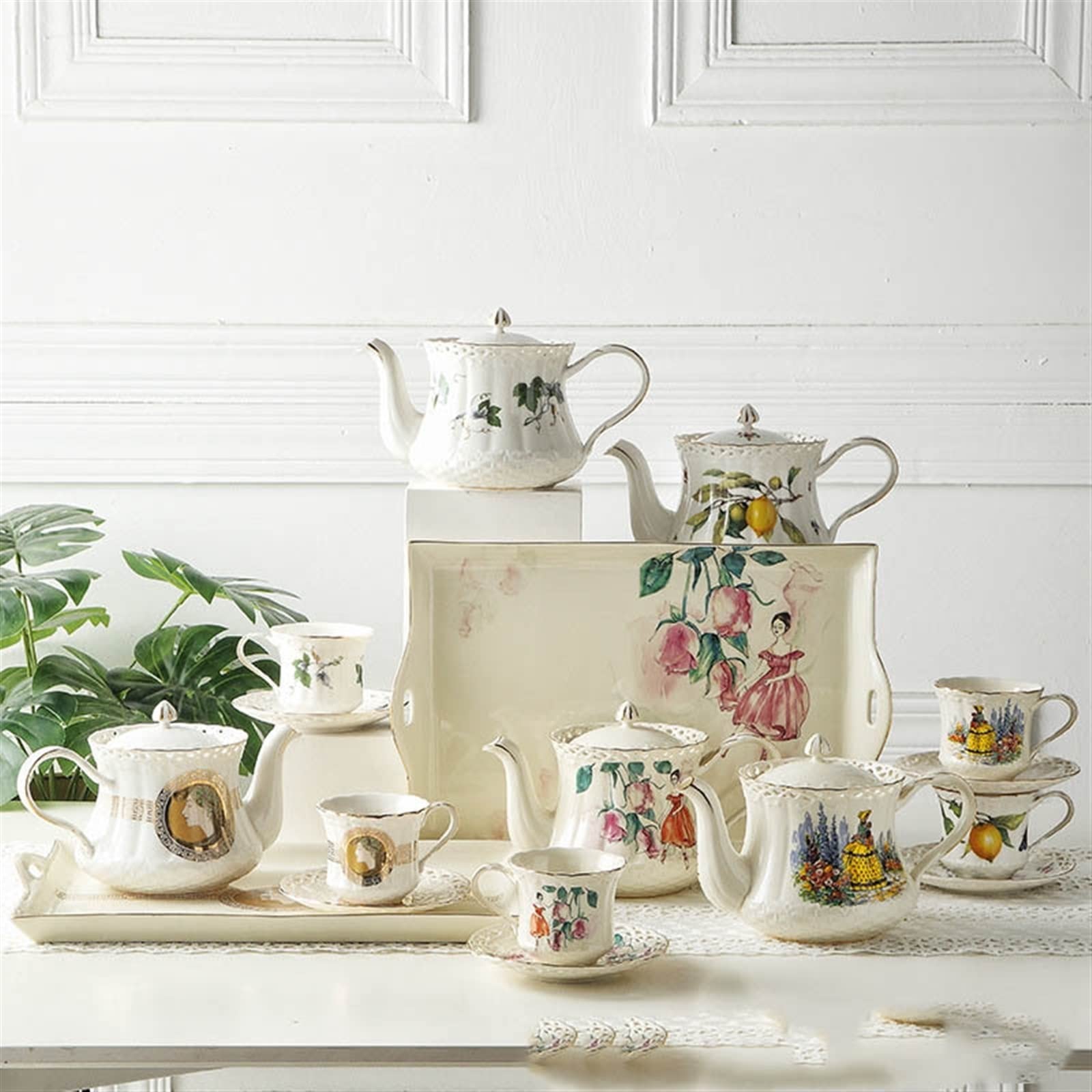 850ML Nordic Exquisite Teapot Duża pojemność pozłacany pusty ceramiczny czajnik czajnik popołudniowa herbata kawa
