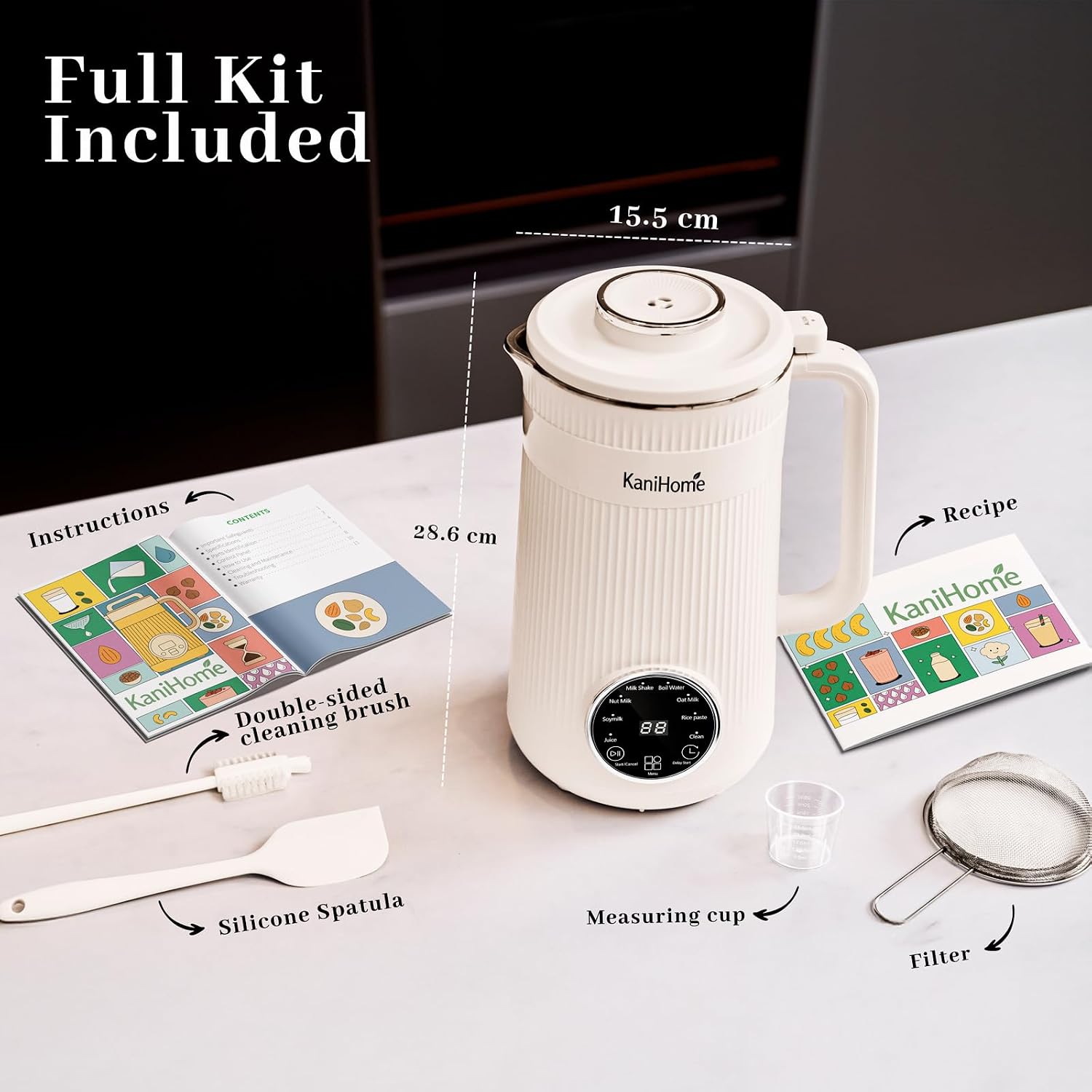 Nut Milk Maker Machine, Automatic 8-in-1, 32oz Homemade, 10 Blades, Soy, Oat, Coconut, Plant-Based Drinks, Touchpad, Auto Clean, Soy Milk Maker Machine, Almond Milk Maker