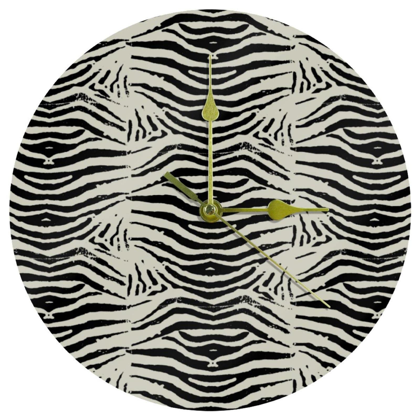 Horloge murale acrylique zèbre 24 cm sans tic-tac à quartz