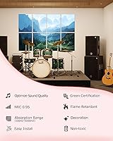 Vista 3 de 5 Pack Acoustic Panels,48x24x0.4 inch Acoustical Wall Panels,Large Soundproof Panels,Self-Adhesive Sound proof panels for walls,Acoustic Treatment