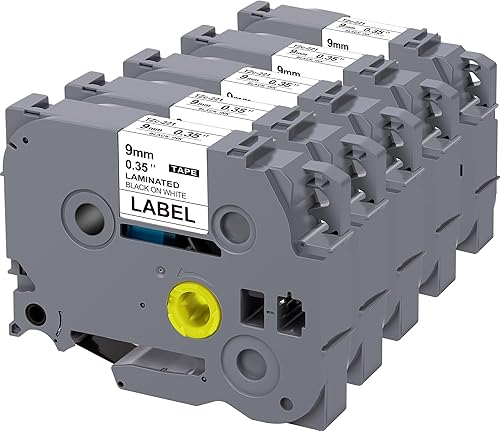 Vista 21 de Weemay Paquete de 6 cintas adhesivas compatibles con Brother TZe-221 TZe221 TZ-221 TZ221 TZ221 laminadas 0.354 in 0.35 pulgadas negro sobre blanco