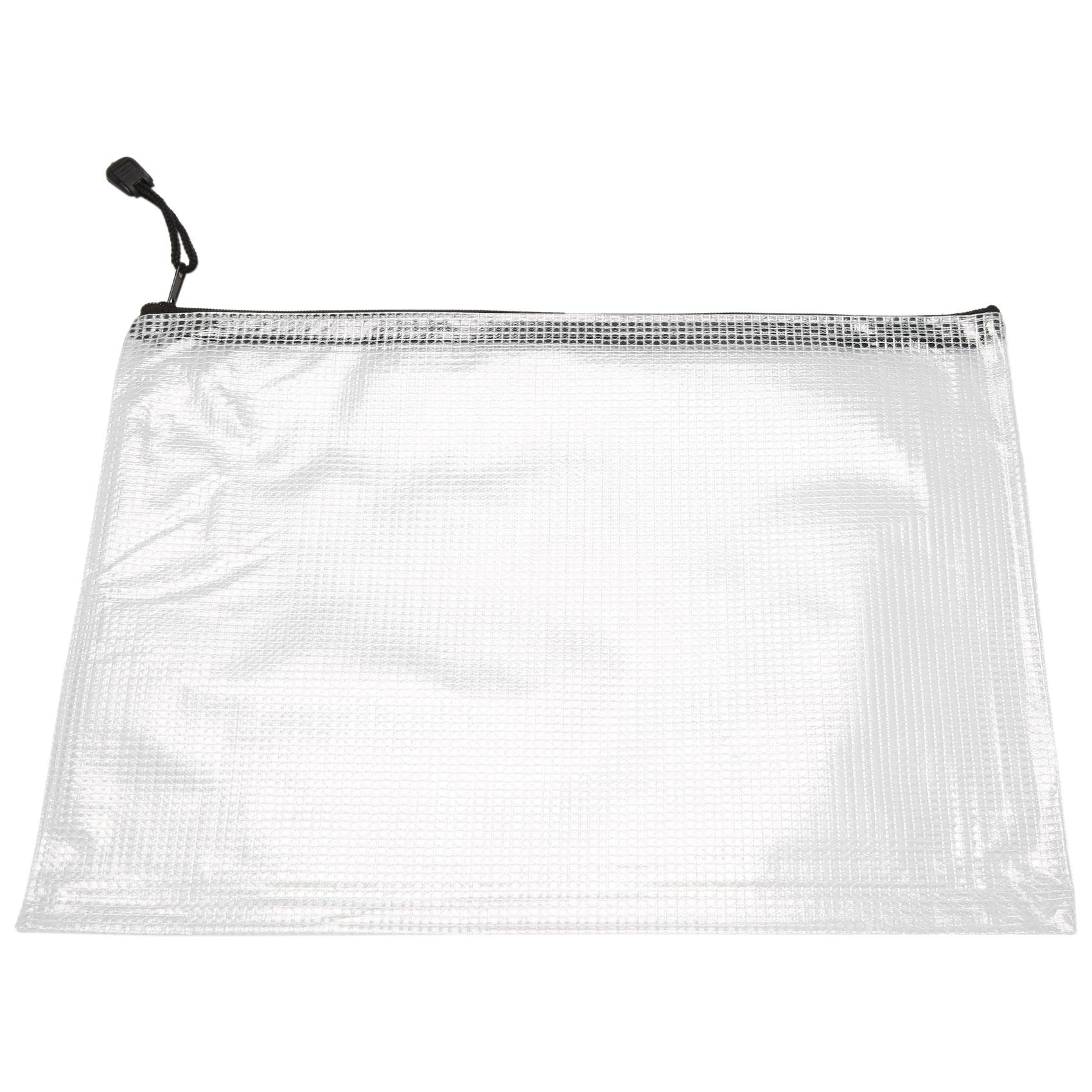 Harewtwy 12 Pcs Zipper File Bag A4 Zipper Mesh Bag Board Game Storage Bag PVC File Bag Office Supplies Storage Bag (34CMx24CM)
