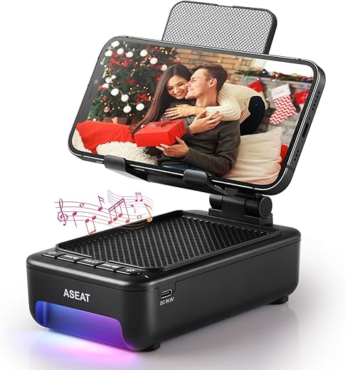 Cell Phone Stand with Bluetooth Speaker&Led Color Changing Light, Unique Gifts for Women Dad Her Husband, Cool Tech Gadget Wireless Speaker, Birthday Gifts for Men, Ideal Gifts