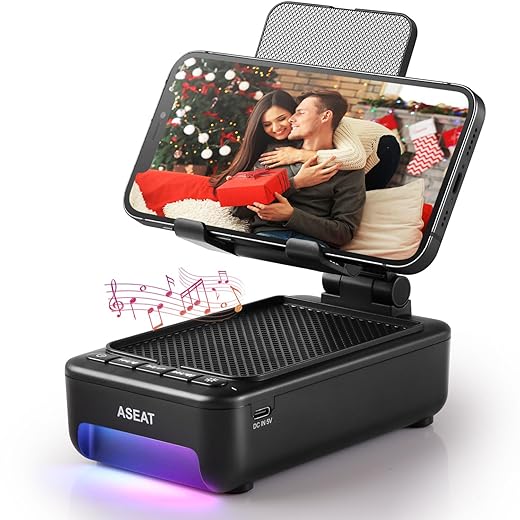 Cell Phone Stand with Bluetooth Speaker&Led Color Changing Light, Unique Gifts for Women Dad Her Husband, Cool Tech Gadget Wireless Speaker, Birthday Gifts for Men, Ideal Gifts