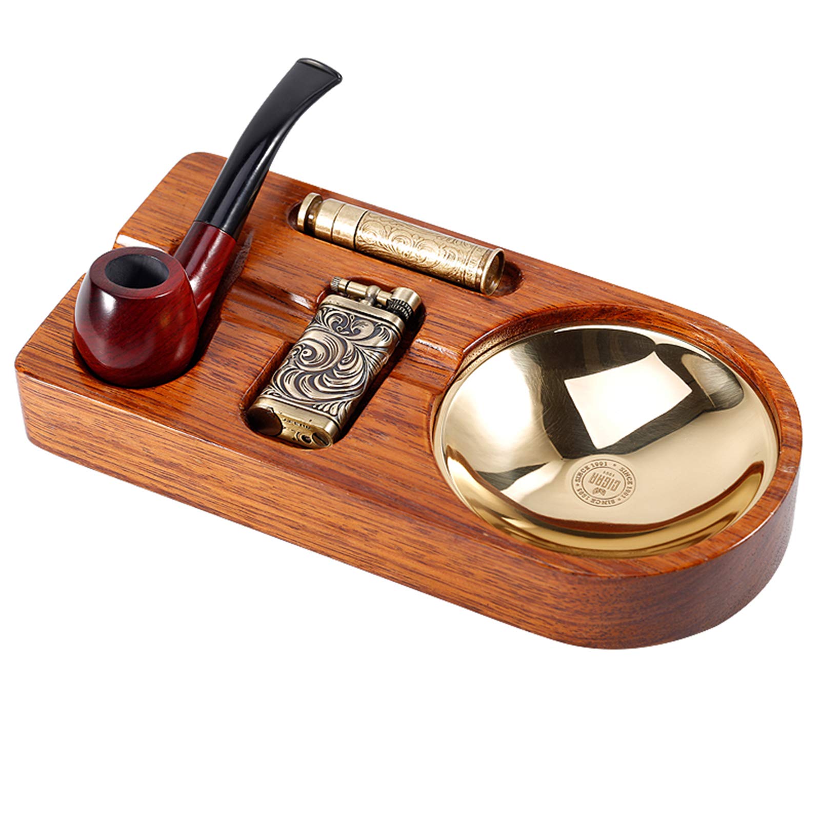 Soporte de Pipa de Tabaco Cenicero de cigarro de Metal de Madera Soporte de Pipa para Fumar para Oficina en casa