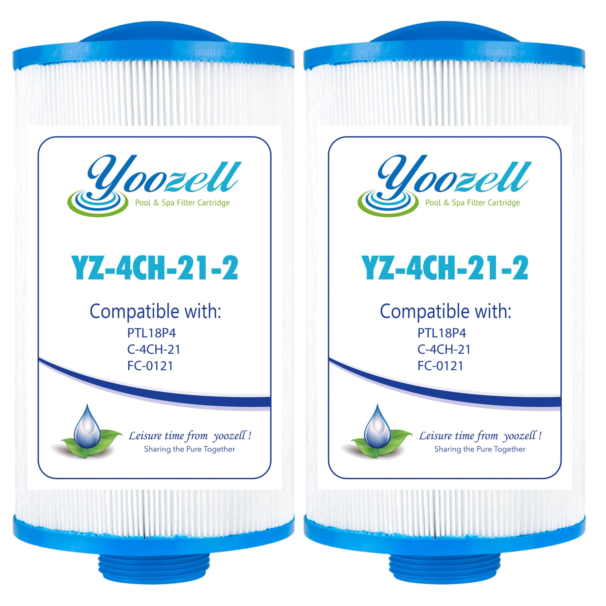 Yoozell 4CH-21 Spa Filter Cartridge Replaces for PDM25P4, PTL18,FC-0121,PTL18P4, 20245-238, PVT-25N, 20245-238, SD-00845, 19 sq.ft Screw in Male Fine(1 1/2