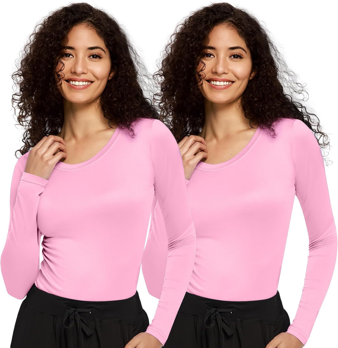 COZYFIT 2 Pack Underscrub Long Sleeve Women - Undershirts for Women Soft Fabric