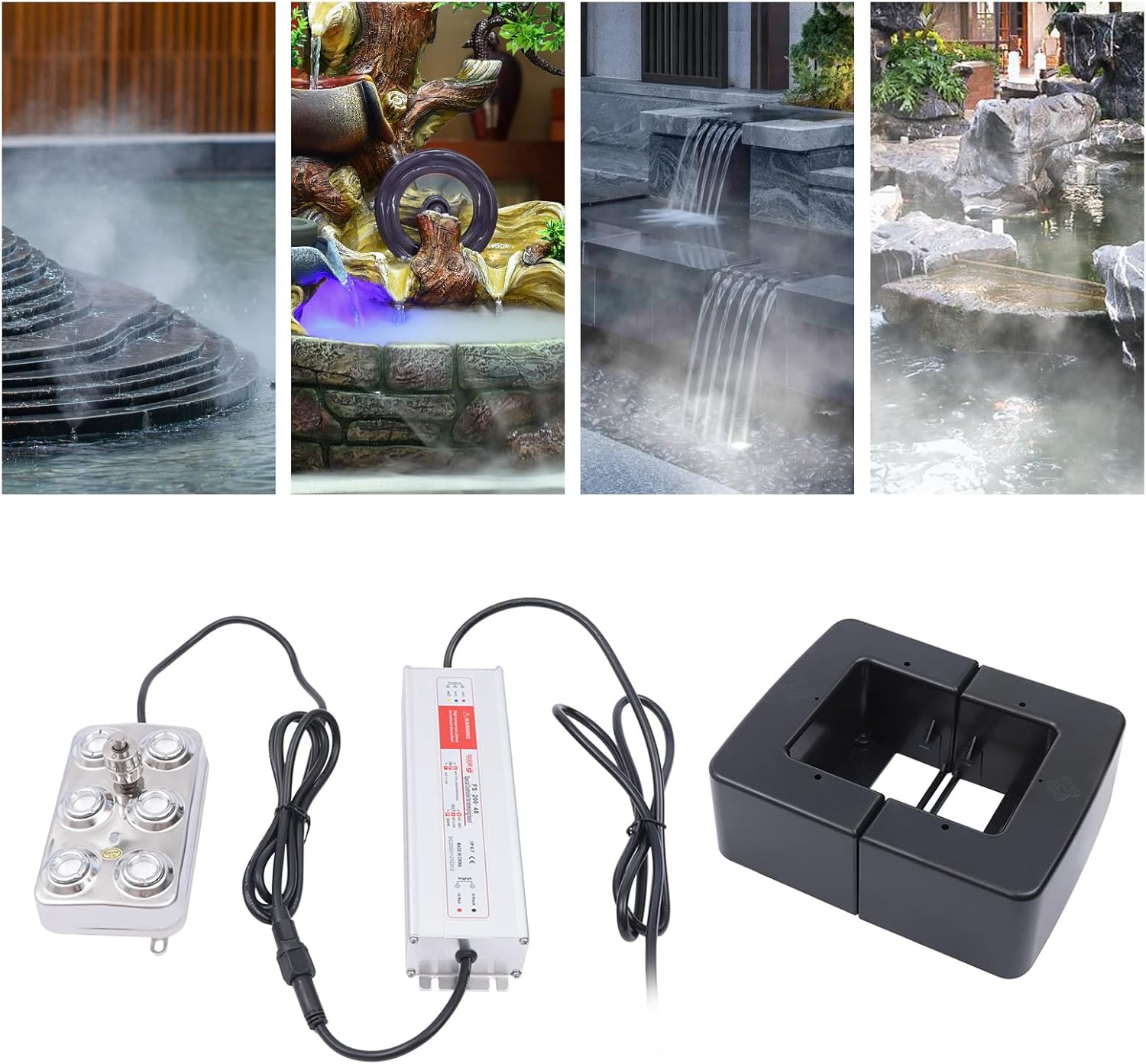 6 Head Ultrasonic Mist Maker Fogger,Mist Humidifier Water Fountain Pond Fog Atomizer with Double Water Cut-Off Protection