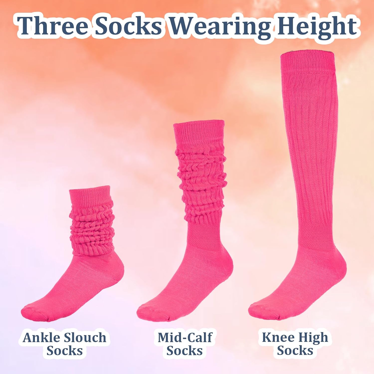 Slouch Socks Women, Extra Long Scrunch Socks Knee High Tube Long Socks Soft Knitted Boot Socks 80s 90s Neon Socks Woman - Image 5