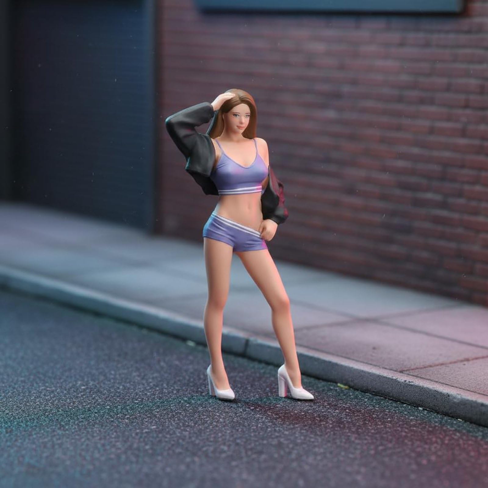 Milageto Miniatura Femenina Figurita Estatua Muñeca Mujer Realista de Resina con Rasgos Faciales Definidos y Moderno Adecuada para Vitrinas Maquetas Escenas Colección