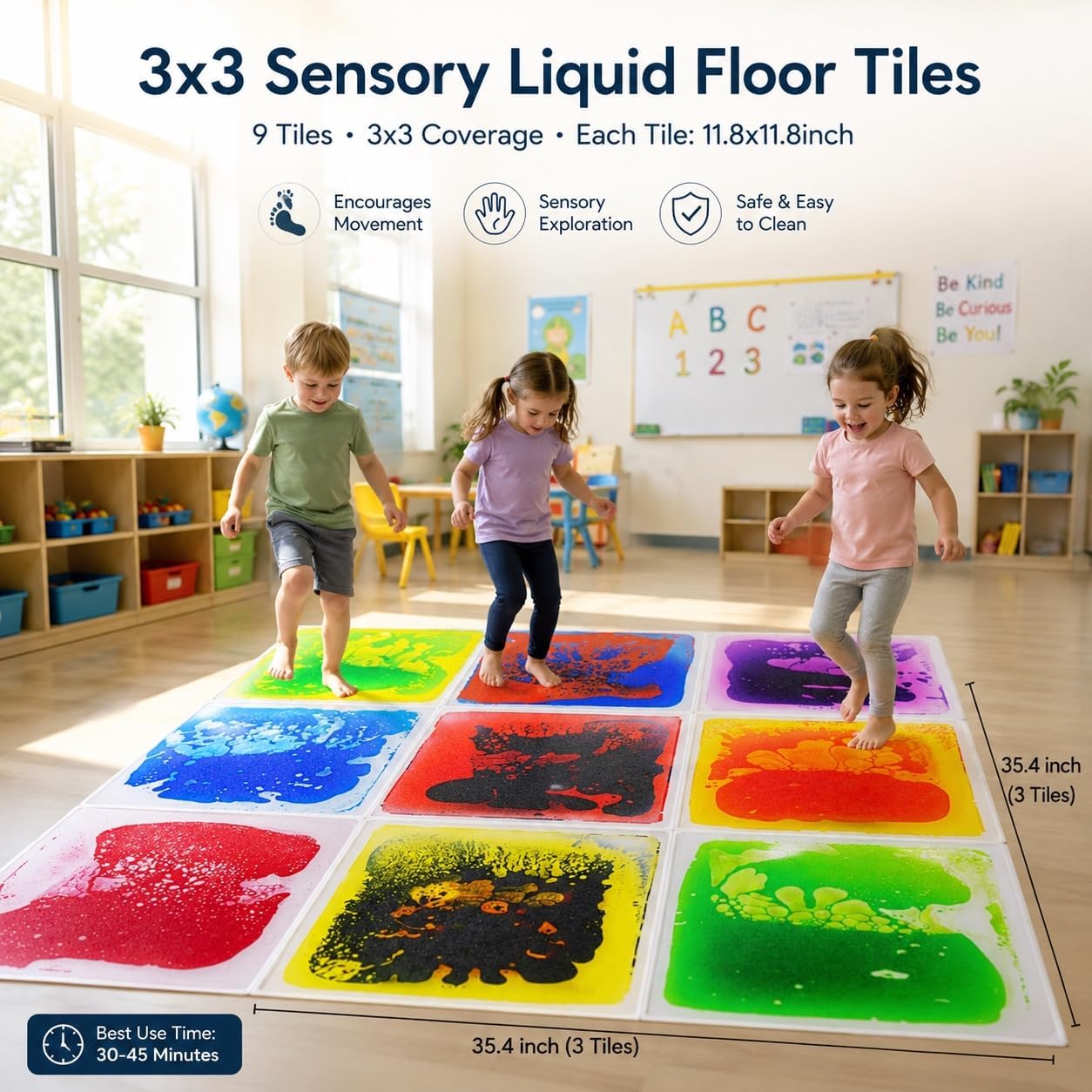 edusense Liquid Sensory Floor Tiles Non-Slip Autism Home&Classroom Play 3+ image 3
