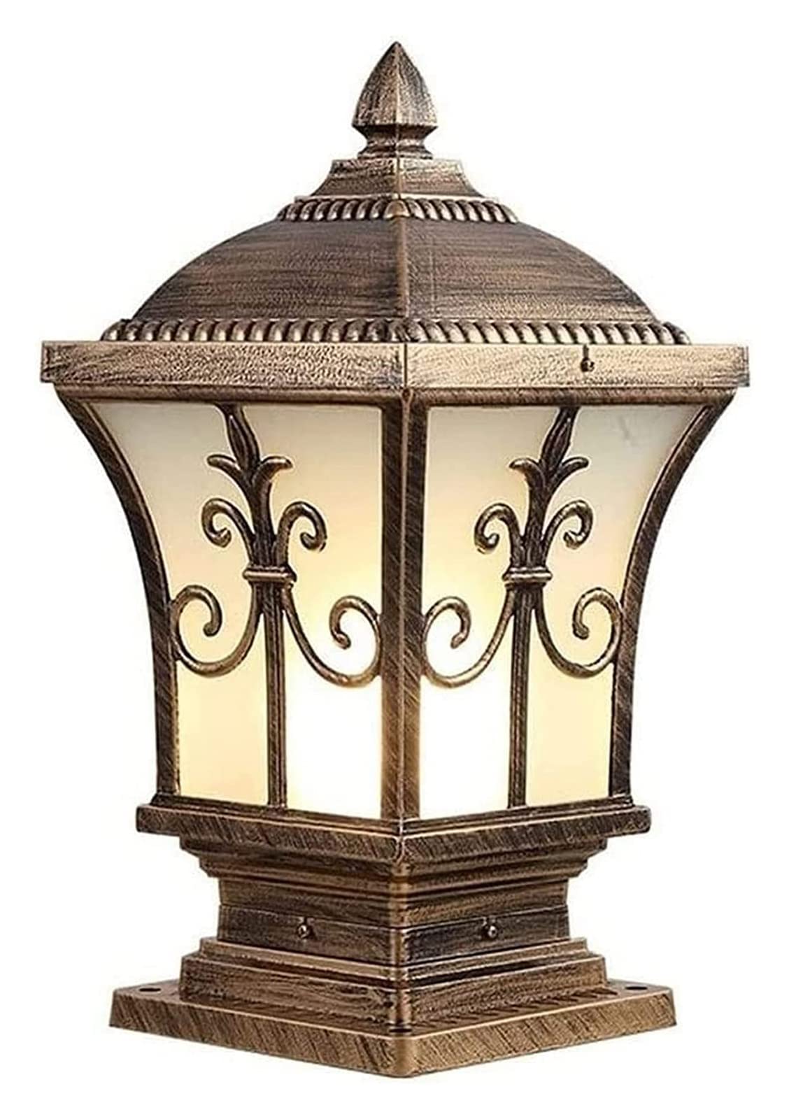 Colonna Luminosa da Cortile Lampada da Esterno Europa Colonna da Parete Lampada a Colonna da Giardino Corridoio a gradini Recinzione Stradale Lanterna in Vetro Luci a palo Bronzo Alluminio