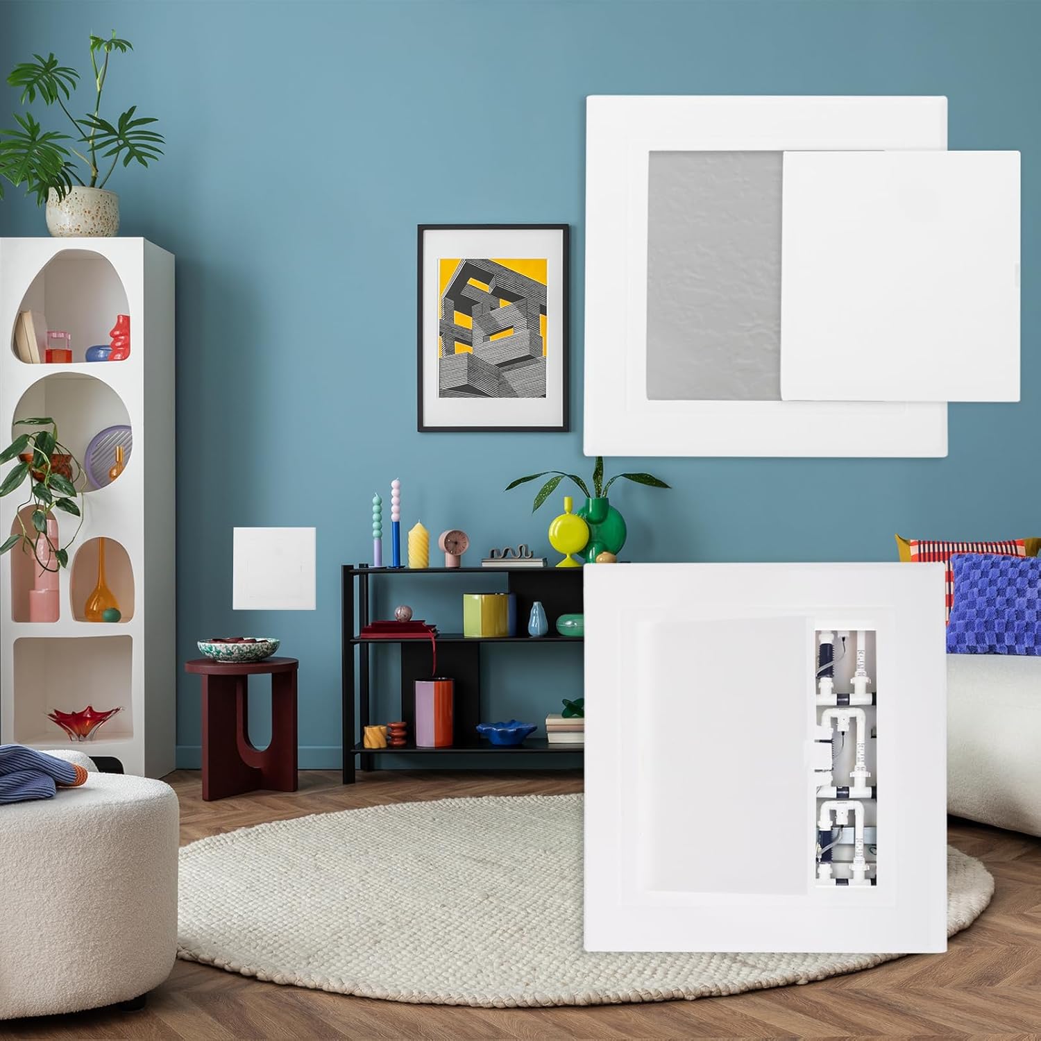 PATIKIL 12x6 inch(295x145mm) Removable Hinged Access Panel, 2 Pcs ABS Plumbing Access Doors Easy Wall Hole Cover for Drywall Plumbing Electrical Cables Wiring, White
