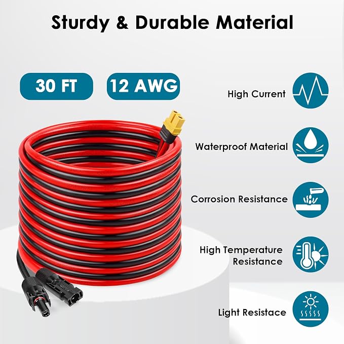 Cable de Extensión Solar XT60 30FT 12AWG miniatura 5