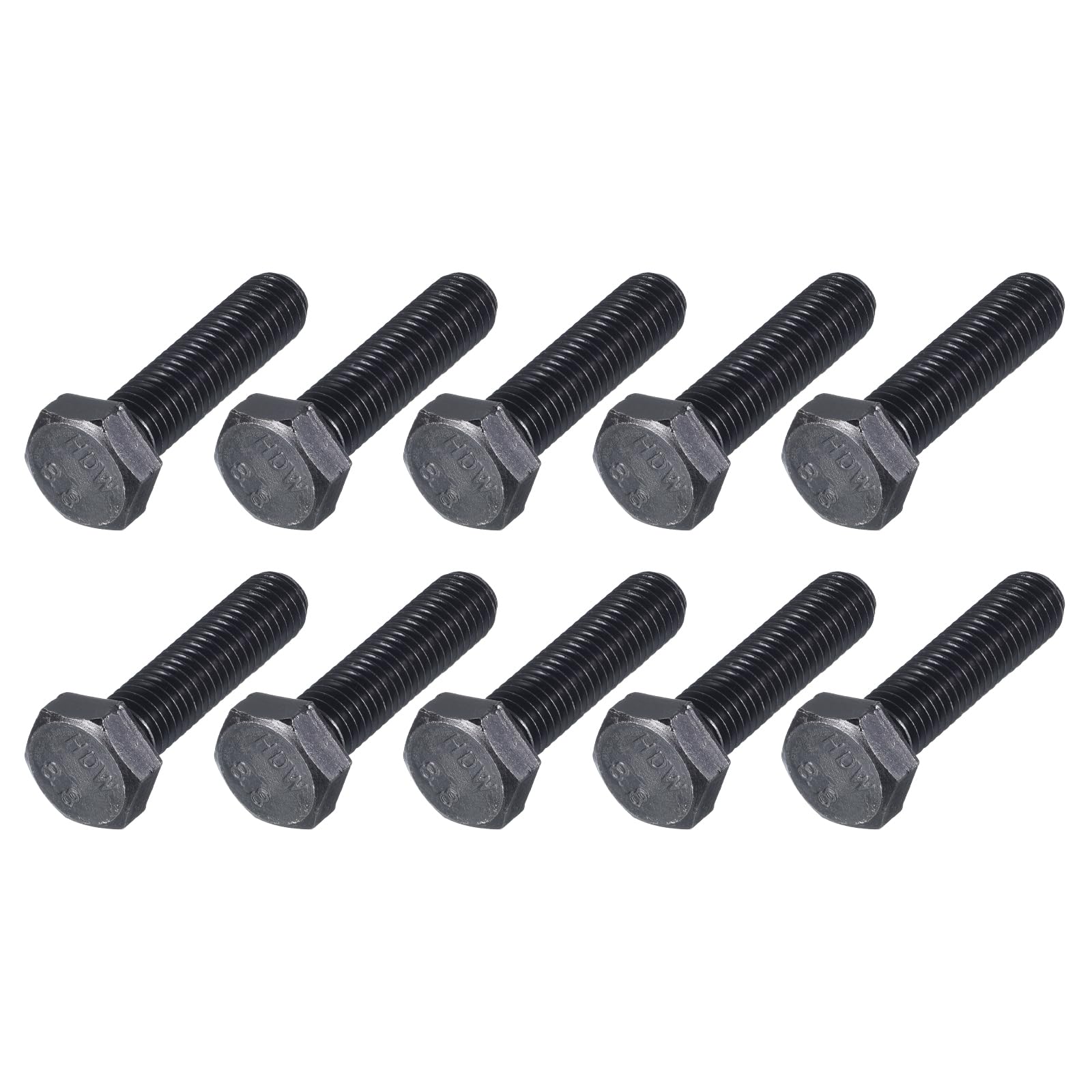 METALLIXITY Hex Bolts (M10-1.5x40mm) 10Pcs, 8.8 Grade Carbon Steel Fully Threaded Black Oxide