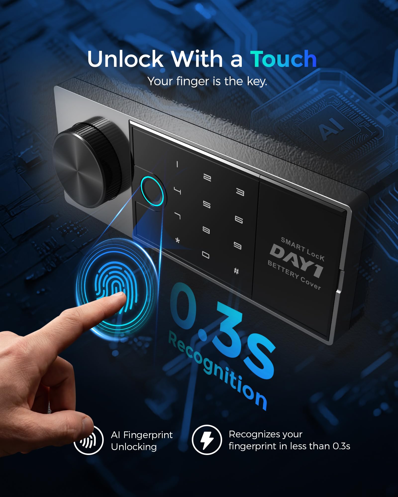 DAYI Cassaforte biometrica per impronte digitali, cassaforte domestica da 0,8 metri cubi con borsa ignifuga, touchpad digitale, cassaforte di sicurezza per denaro, contanti, documenti, doppio sistema