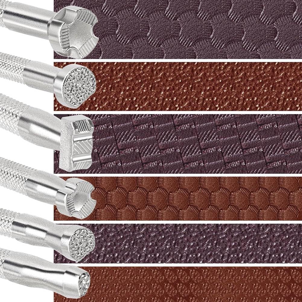 Ctrlzs Silver 6Pcs Leather Stamp, Alloy Steel Leather Carving Stamping Punching Tools For Leather Craft Design Working