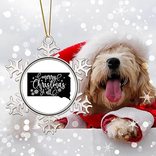 Miniatura 3 de South Dakota Xmas Tree Ornaments American State USA States Metal Snowflake Christmas Tree Hanging Ornament Merry Christmas Y’All Christmas South