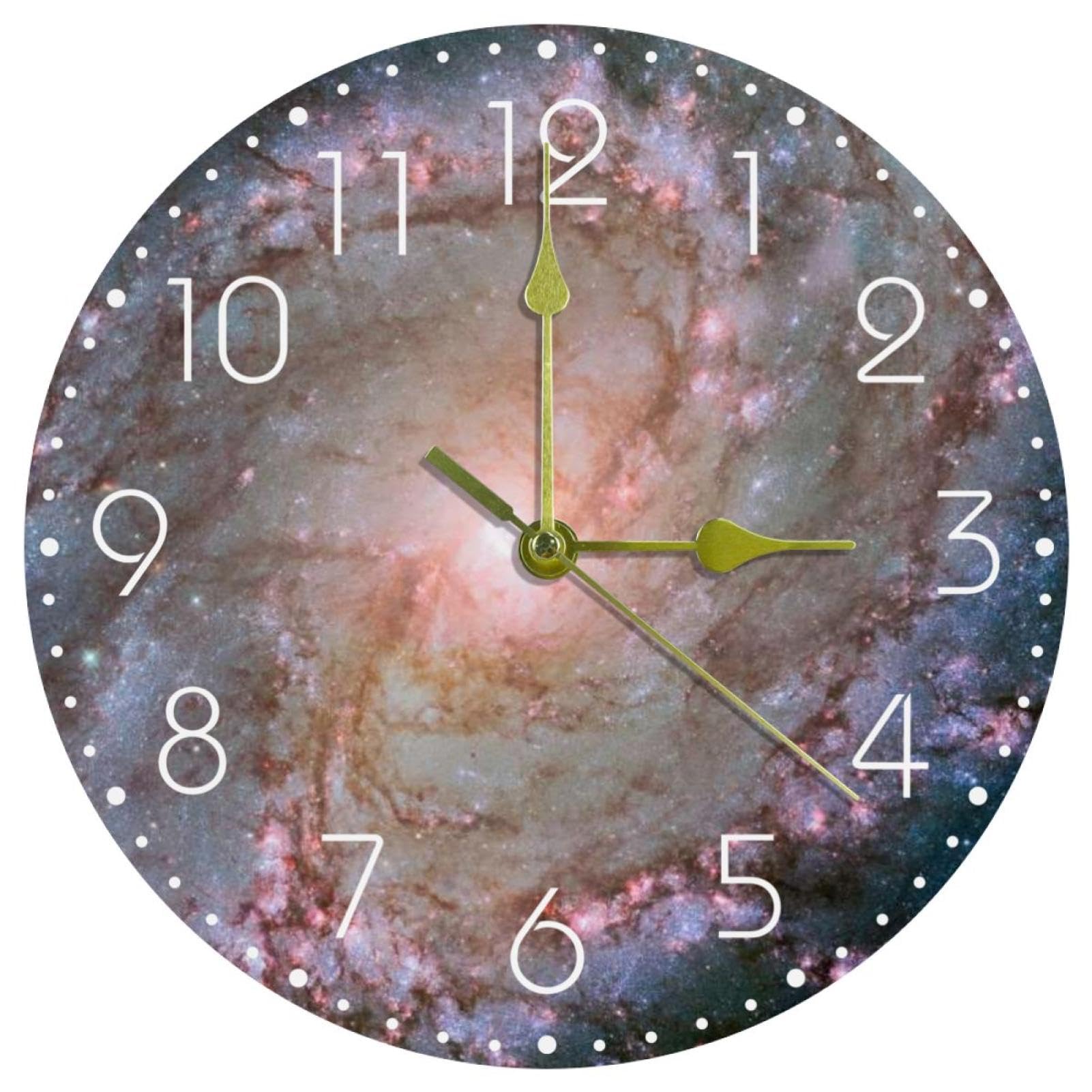 Horloge murale galaxie silencieuse pour une nuit paisible dans la chambre