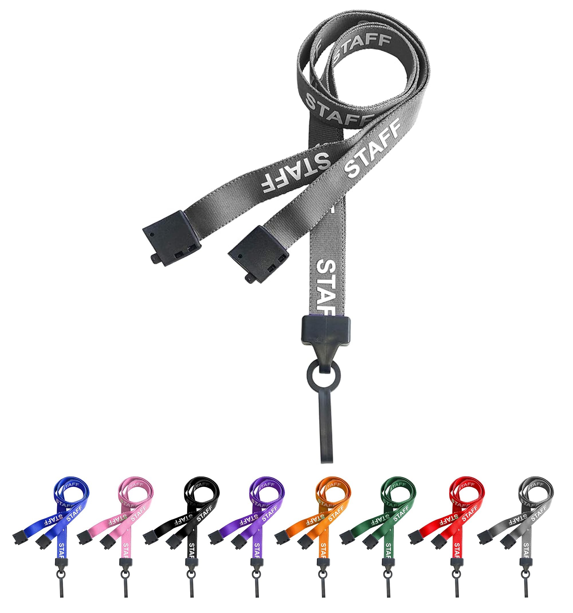 PCL Media ltd® Grey Staff Neck Strap Lanyard ID Card Holder with Plastic Clip and Safety Breakaway Catch - (Pack of 5) Staff Lanyard