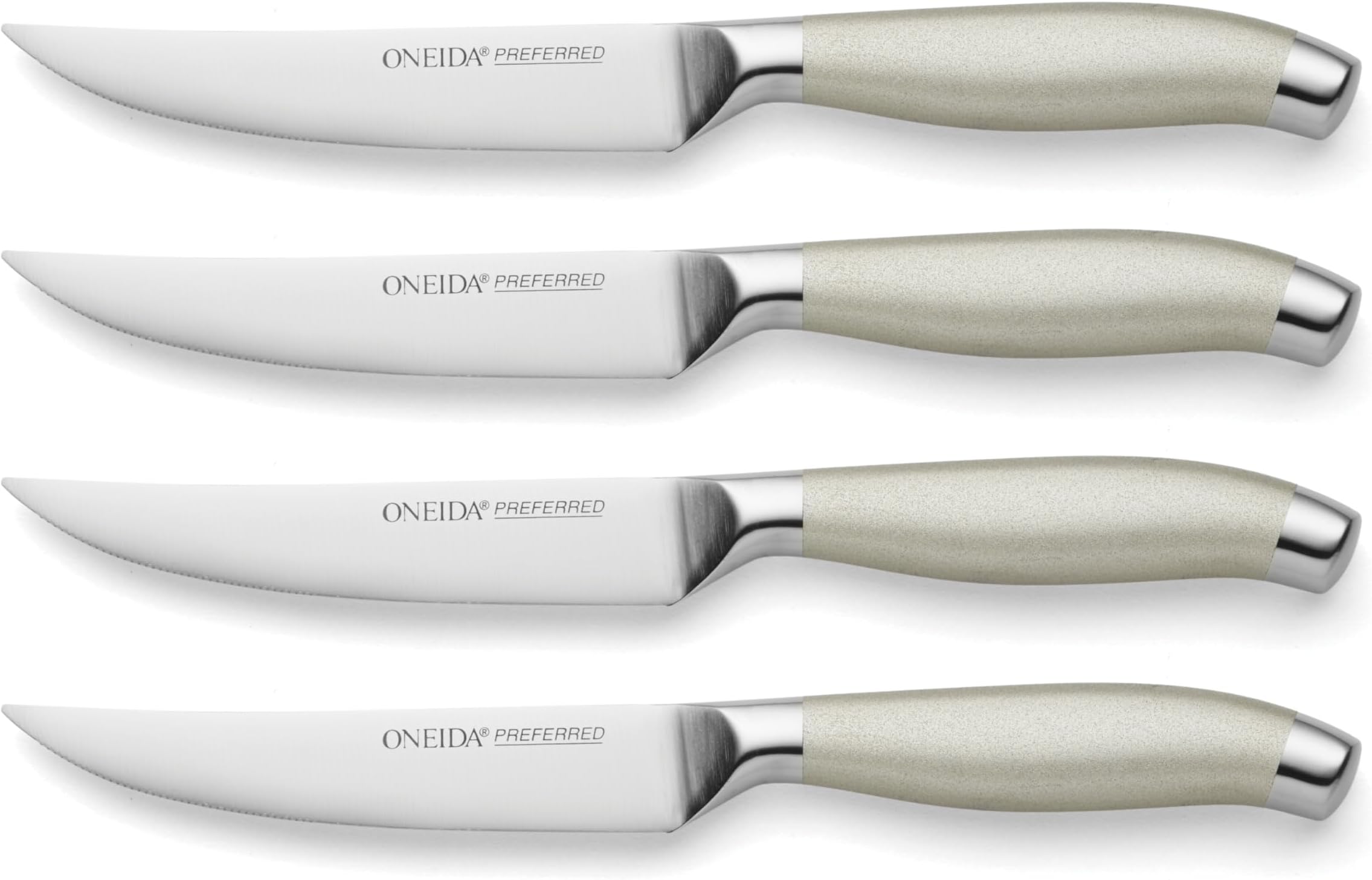 Oneida Cutlery, Stainless Steel Kitchen Knives and Tools, Durable Utility Kitchen Set, Preferred Style, Set of 4 Steak Knives
