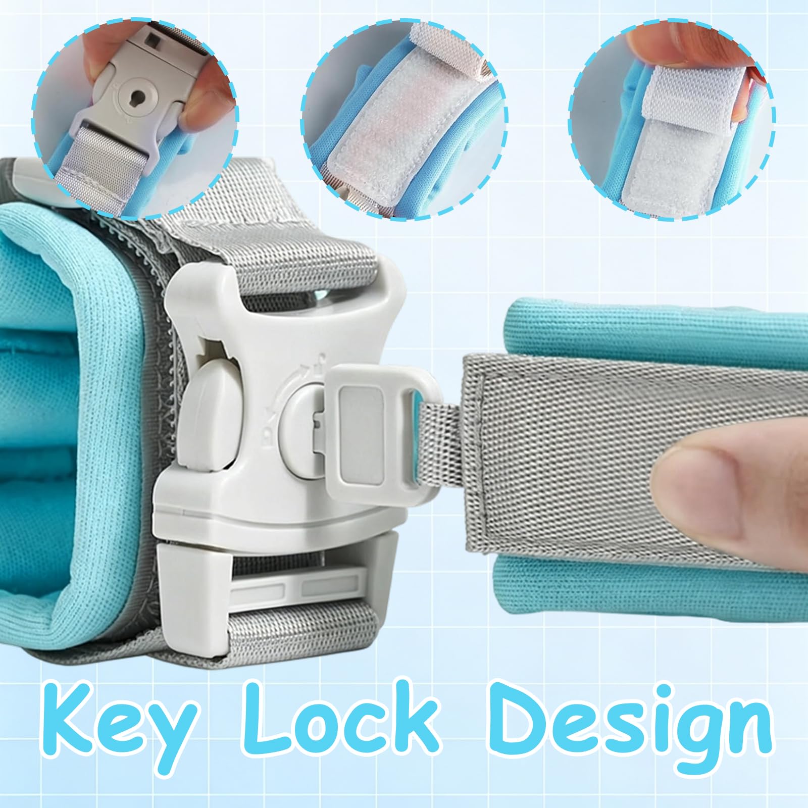 2 Pcs Toddler Harness, Toddler Reins for Walking 1-3 Years, Baby Harness for Walking, Child Wrist Strap Safety, Crowded Public Safety Prevention, Travel and Airport Navigation, 150mm x 20mm — view 4