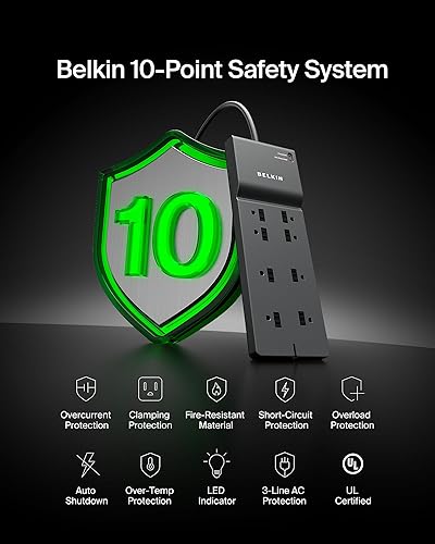 Miniatura 5 de Belkin Protector de sobrecarga con cable de alimentación 8-enchufes Gris
