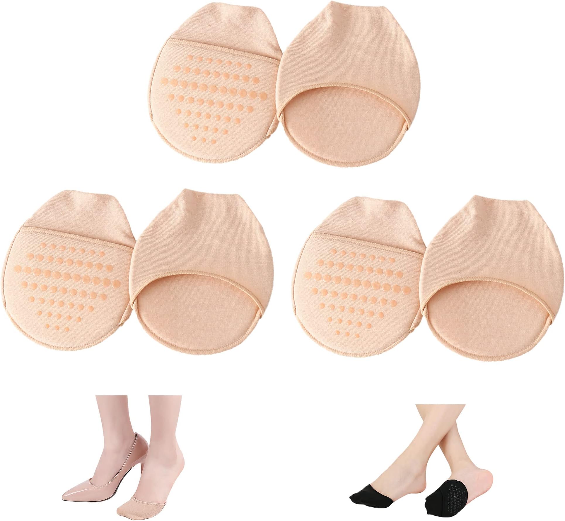 Ball of Foot Cushion Socks Women Toe Cover with Padding Toe Topper Liner Socks No Show Half Sock with Sponge Cushion