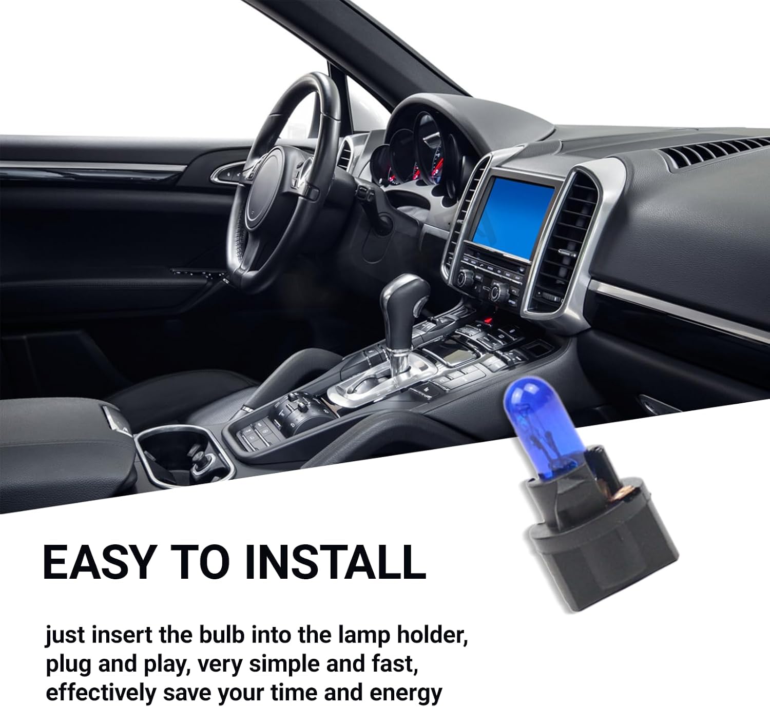 10 PCS Car T5 Instrument Light, Wedge 12V 1.2W Single-Filament Air Conditioning Indicator Light Brake Bulb, Mini Lamp for Dome License Plate Cluster Gauge Dash Lamp, Plug and Play (Blue)