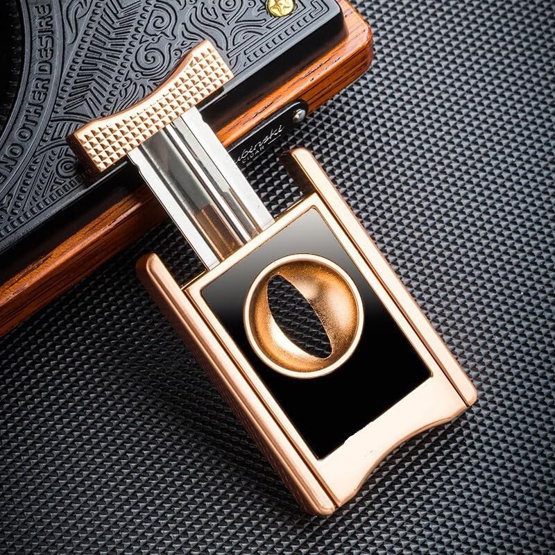 JDIME Cigar Cutter V Cut Holder - Metal Folding Stand Display Rack, Portable Pocket Manual Guillotine Trimmer Travel Accessories(A)