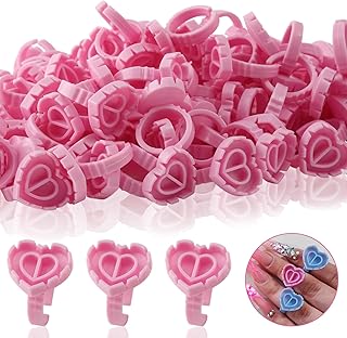 500Pcs Glue Rings for Eyelash Extensions, CINRA Glue Rings Pink Disposable Lash Glue Rings Holder Lovely Heart Shape Eyelash Glue Ring Blossom Glue Cups for Microblading Supplies Eyelash Extension Glue