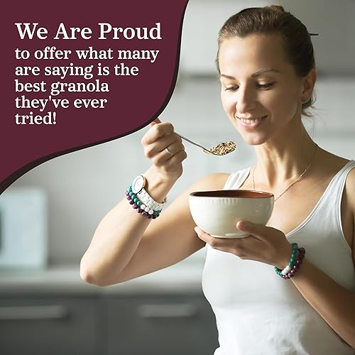 Miniatura 6 de Maple Nut Kitchen Granola de lavanda y arándanos 10 onzas Granola baja en azúcar, sin gluten con avena, almendras y arándanos reales Racimos