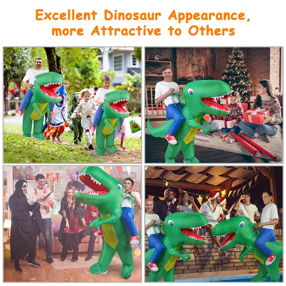 AOOWU Dino Kostüm, Dinosaurier Aufblasbares Kostüm, Erwachsene Dinosaurier Kostüm Lustige Aufblasbare Kostüme, Halloween-Kleid Lustiges Kostüm für Karneval Party Geburtstags-Geschenk