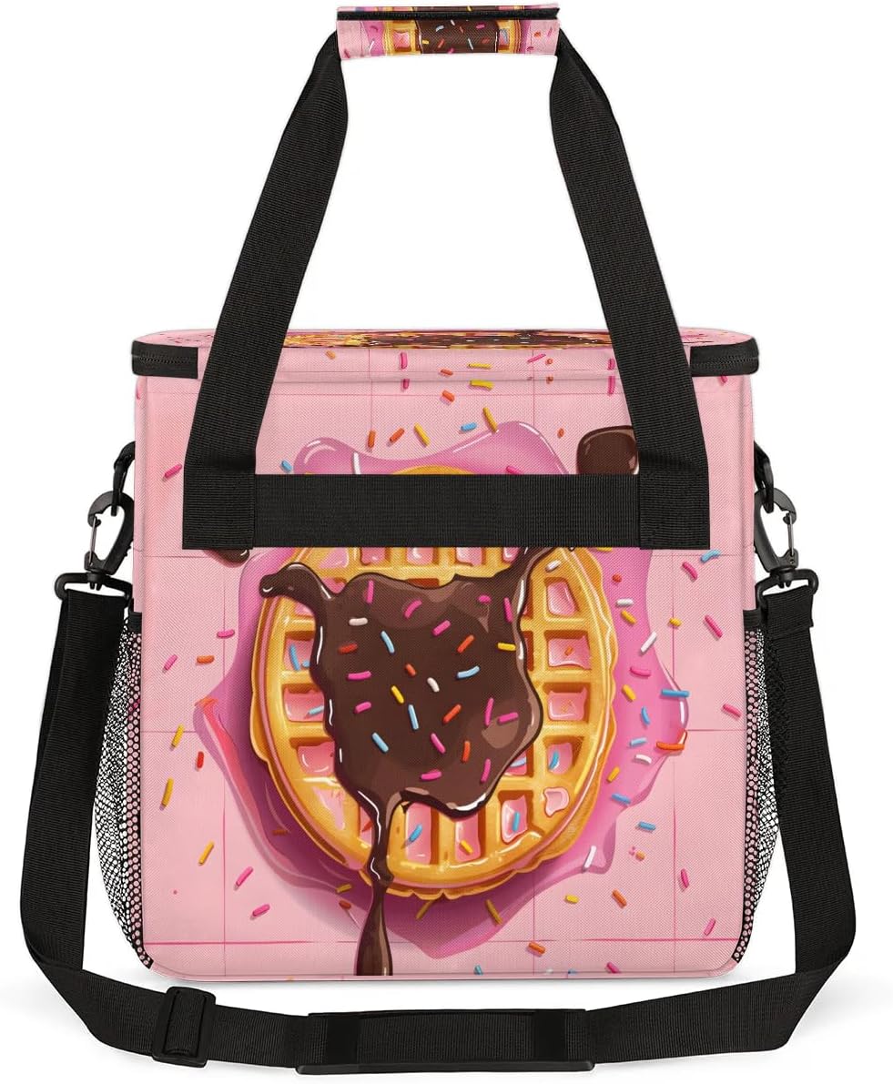 Travel Coffee Maker Carrying Bag Compatible with K-Mini or K-Mini Plus, Waffles Pink Single Cup Coffee Maker Travel Bag Portable Storage Bag with Shoulder Strap